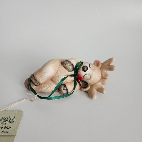 NEW Hungry Hill Crafts, Inc. Sleeping Reindeer Winted Woodland Ceramic Ornaments - Picture 2 of 12